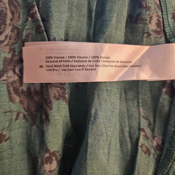 NWT Band of the Free Green Floral Maxi Skirt Button Front Slit Boho Vacation L - Picture 6 of 6